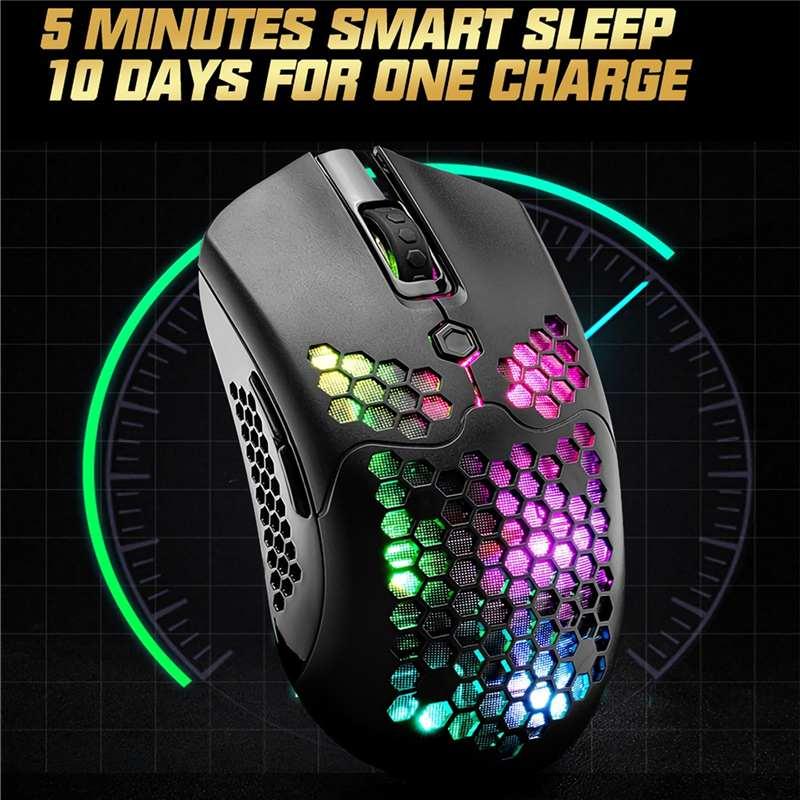 2.4G Wireless Dual Mode Switch Gamer Mouse 12000DPI Ergonomic Hollow Honeycomb Optical Mice For Computer Laptop PC Gaming (CA1)(F52)