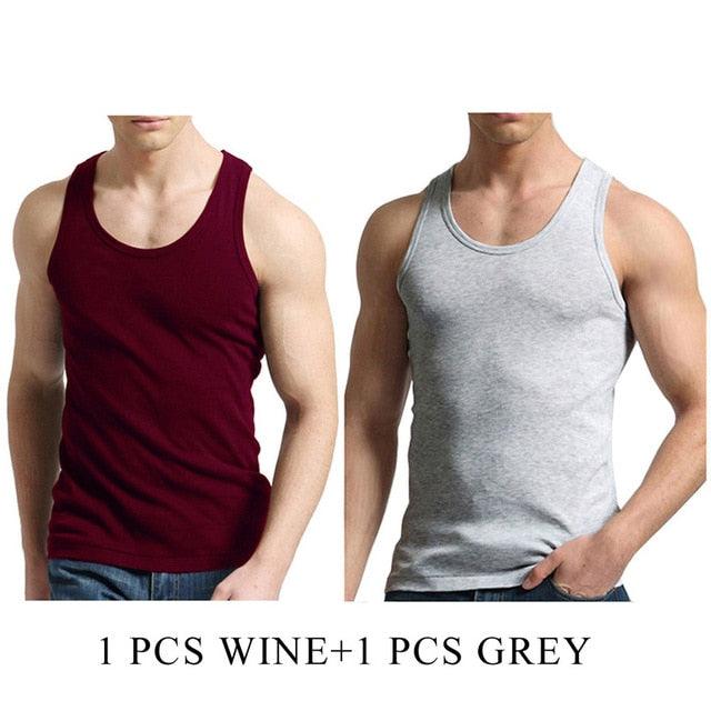 Cool 2 PCS/Lot Tank Tops - Men's 100% Cotton Solid Vest - Breathable Sleeveless Tops (TM7)