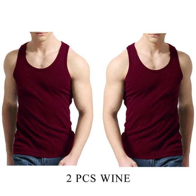 Cool 2 PCS/Lot Tank Tops - Men's 100% Cotton Solid Vest - Breathable Sleeveless Tops (TM7)