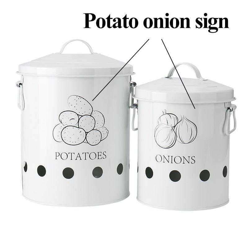 2 Pcs Kitchen Storage Box Container - Potatoes Onions Bin Organization Buckets Metal Breathable (AK8)(1U61)