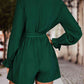 Long Flounce Sleeve V-Neck Romper