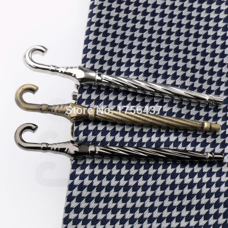 Bronze & Black Gun & Silver Color Umbrella Tie Bar - Men's Suit Tie Clips & Cufflinks (MA4)(F17)
