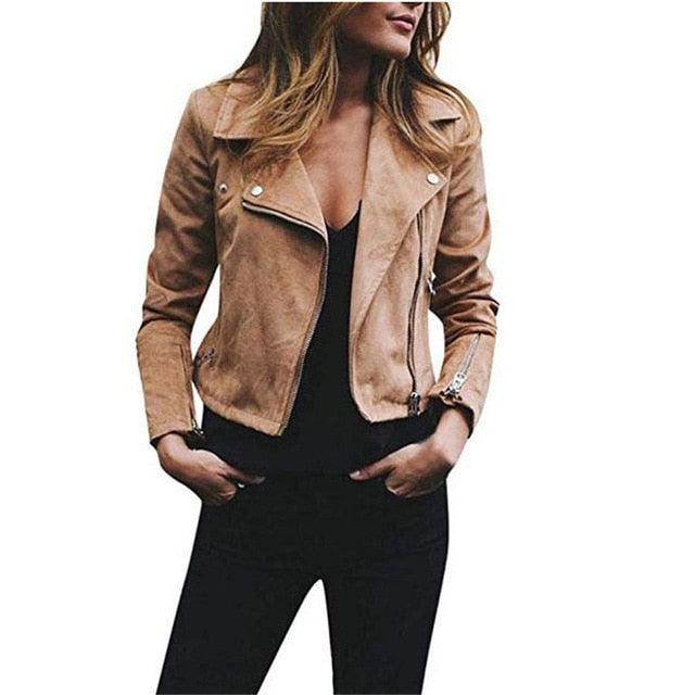 Amazing Winter Women Jacket Coats - Ladies Zipper Pocket Bomber Jacket - Long Sleeve Slim Outwear (2U23)