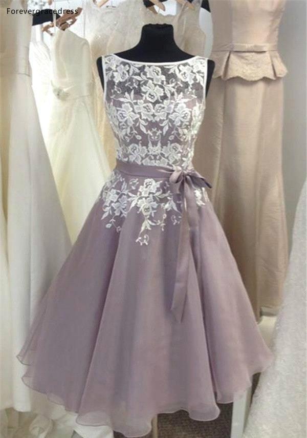 Lavender Tea Length Wedding Dress