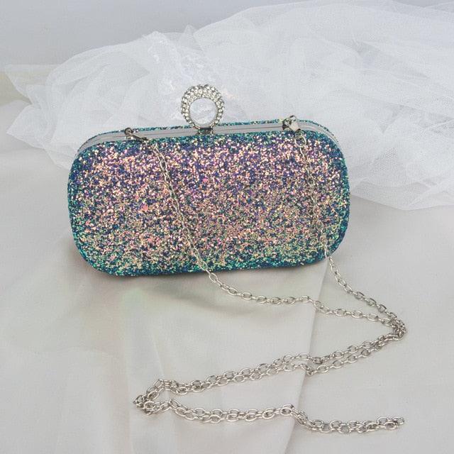 Luxury Shiny Evening Bag - PU Bling Bling Lady Chain Banquet Handbag (2U43)