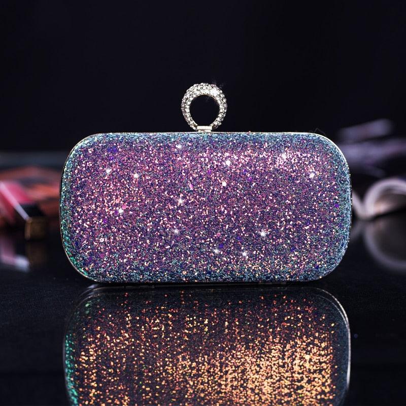 Luxury Shiny Evening Bag - PU Bling Bling Lady Chain Banquet Handbag (2U43)