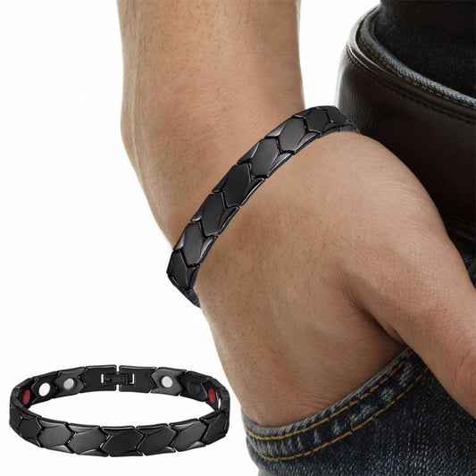 New Arrival Titanium Bracelet Bangle For Men Magnetic Black Plated OTB-1286 (MJ3)