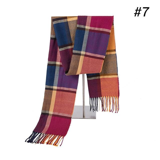 Plaid Winter Scarf - Women Warm Foulard Solid Scarves - Fashion Casual Scarfs (MA7)