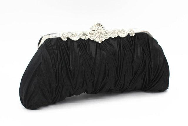 Fashion Pleated Evening Mini Satin Bag - Wedding Lady Chain Handbag - Clutches (1U43)