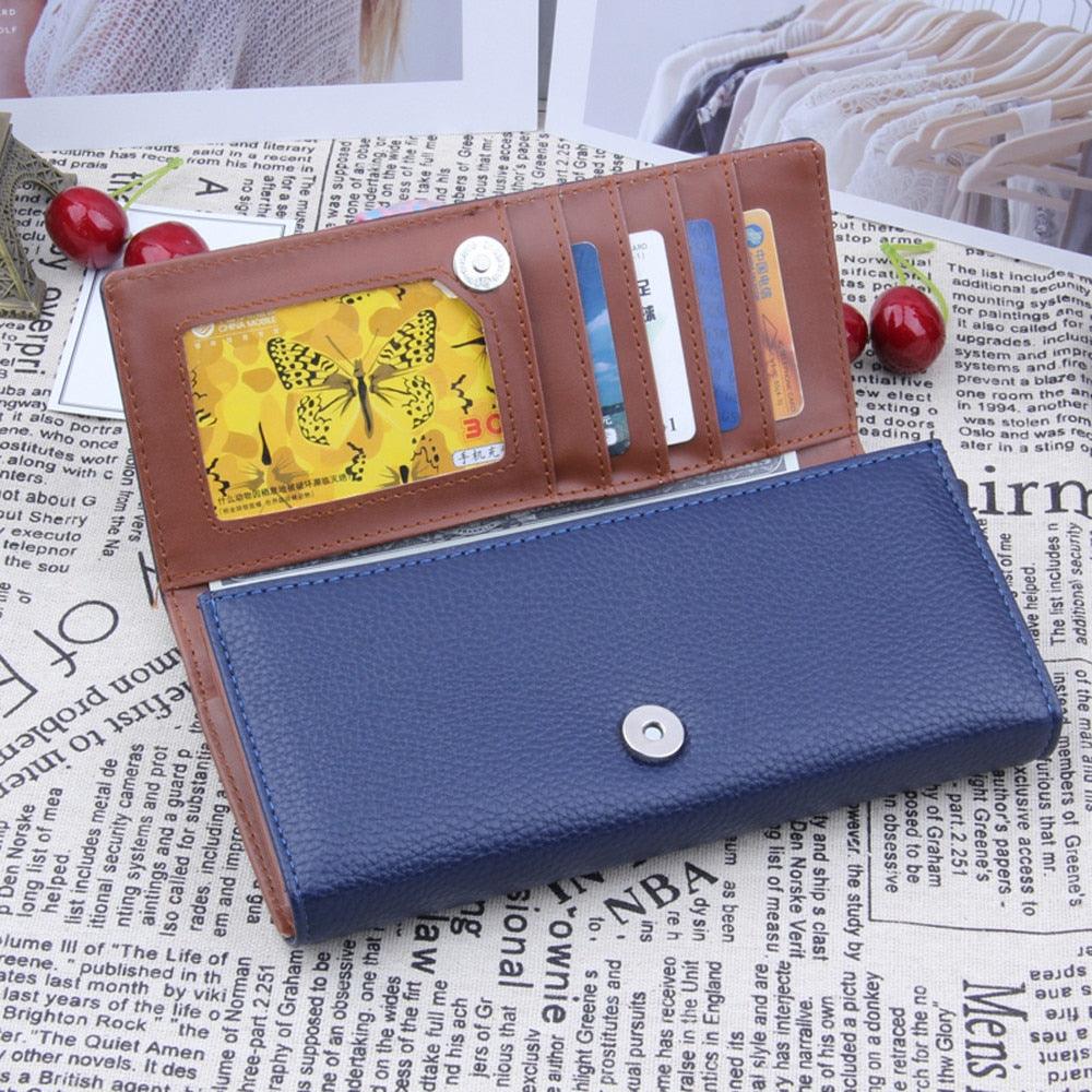 Solid Wallet Women Long Cute Wallet - Leather Card Holder (2U43)