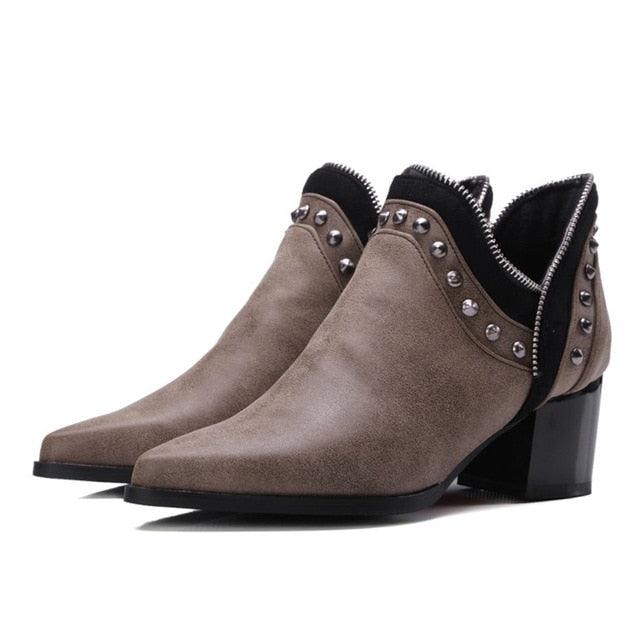 New Autumn & Winter Boots - Women's Thick Pointed High Heeled Boots (BB1)(BB2)(CD)(WO4)