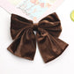Autumn And Winter Velvet Barrettes - 2 Level Big Bow - Pearl Hair Clip Ponytail Clip (1U88)