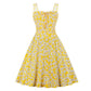 Amazing Autumn Fashion Cute Daisy Floral Print Women Spaghetti Strap Summer Vacation Dress (2U30)