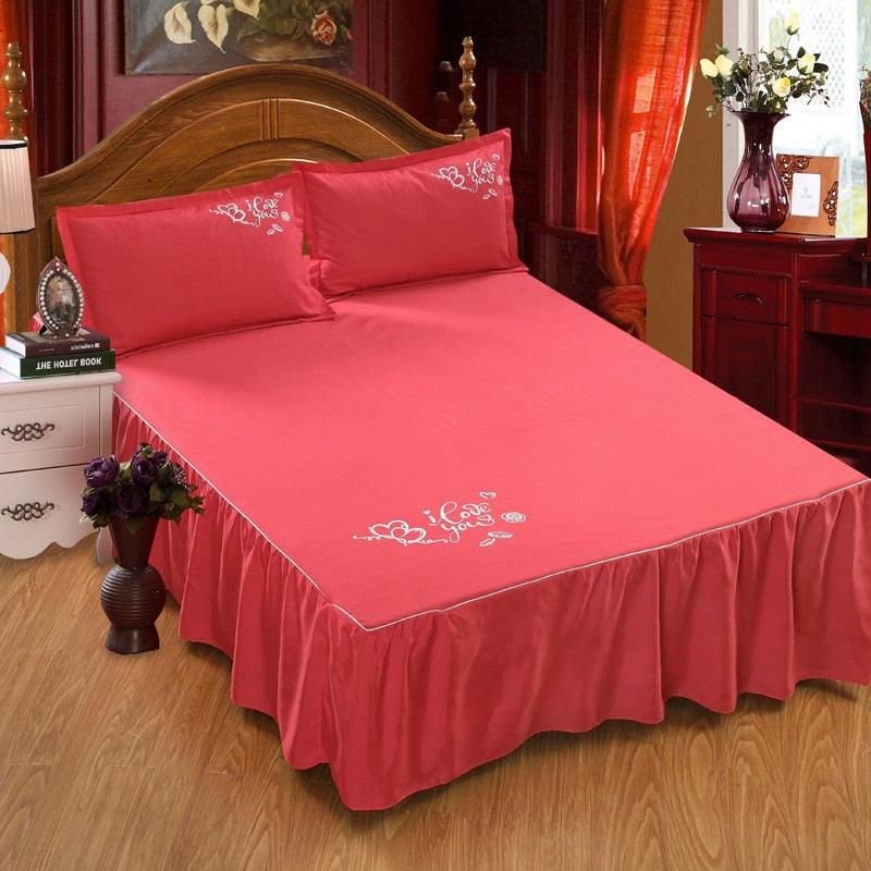 Bedding Solid Ruffled Bed Skirt Pillowcases Bed Sheets Mattress Cover King Queen Full Twin Size Bed Cover 14 patterns (5BM)(F63)