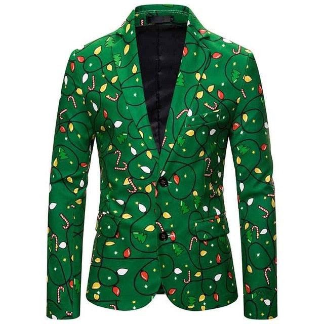 Great Christmas Blazers - Two Buttons Long Sleeve Christmas Night Party Suits Blazers (T2M)(CC5)