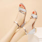 Elegant Ladies Sandals - Women Peep Toe Blings Shoes - Square Heels - Female Ankle Strap Low Heels (1U37)(1U36)(1U39)