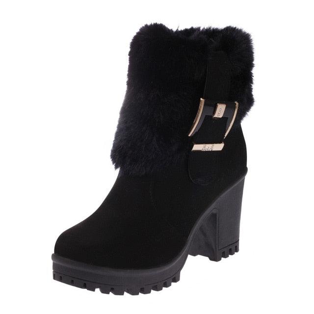 Fashion High Heels Boots - Women Winter Warm Fur Boots - Ankle Heels (D38)D36)(BB1)(BB2)(CD)(WO4)(BB5)