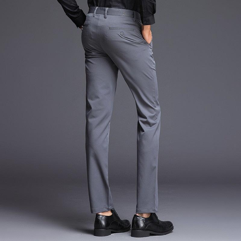 Fashions Slim Fit Formal Trousers - Mens Business Casual Black Blue Stretch Long Pants (TG1)(F9)(F10)