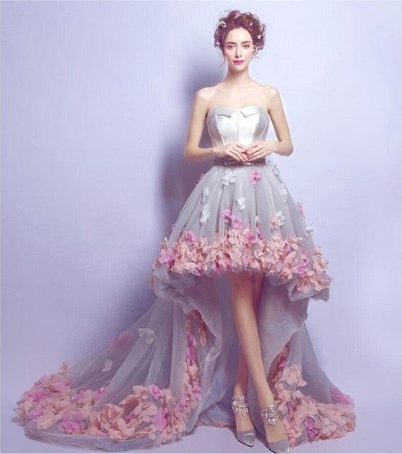 Amazing Flowers Prom Dresses - Short Front & Long Back Evening Gown - Deals DejaVu Amazing Flowers Prom Dresses - Short Front & Long Back Evening Gown - Deals DejaVu