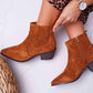 New Women's Ankle Boots - Women Suede Pointed Toe Shoes (3U38)(3U107)(3U36)