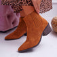 New Women's Ankle Boots - Women Suede Pointed Toe Shoes (3U38)(3U107)(3U36)