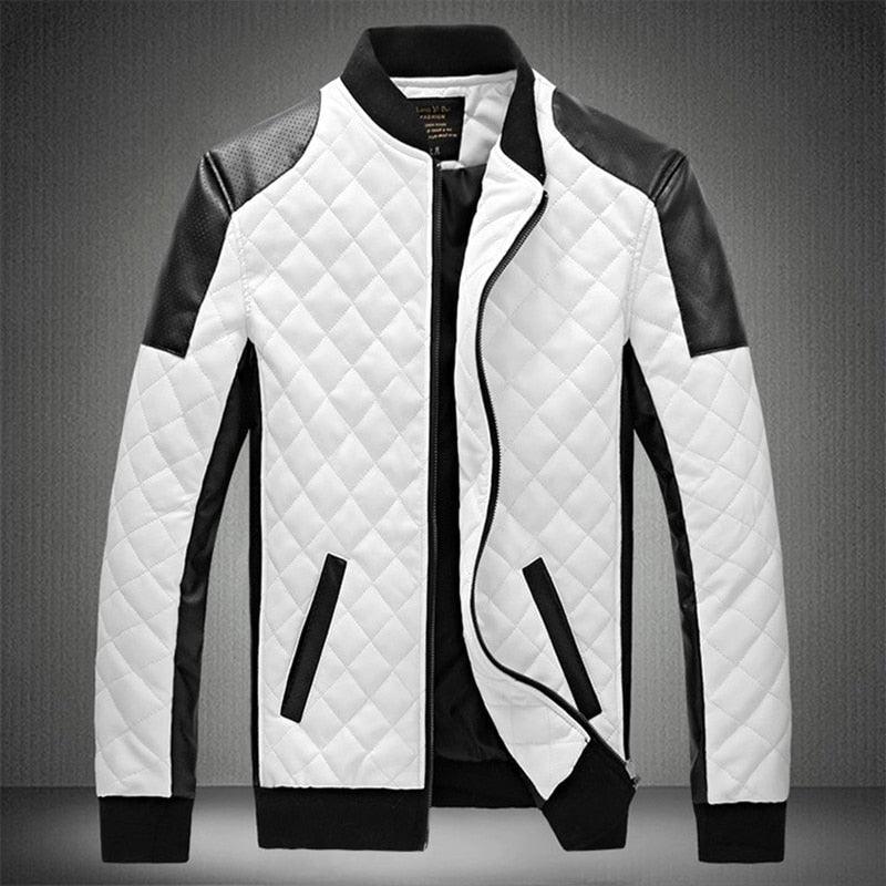 High Street Patchwork Men Leather Jackets - Casual Motorcycle Bike Outwear (TM3)