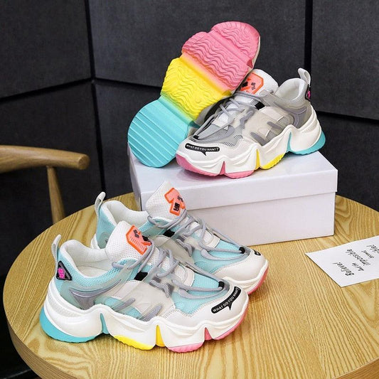 Hot Summer Women Sneakers - Vulcanize Breathable Rainbow Color Fashion Casuals Shoes (BWS7)(MSC3)