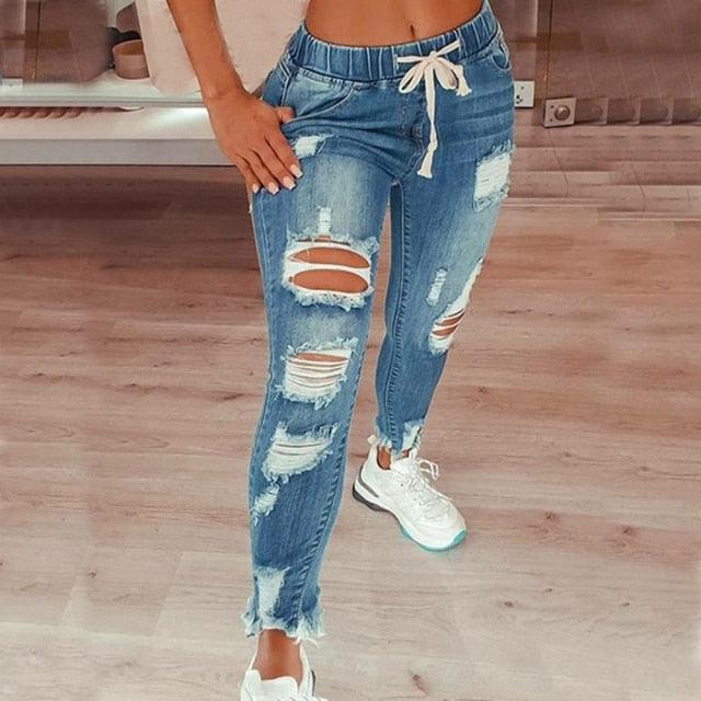 Trending Summer Ripped Jeans For Women - High Waisted Jeans - Plus Size - Vintage Distressed Jeans Pants (3U21)