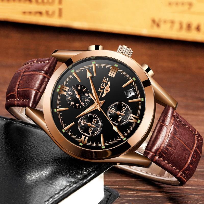 New Fashion Men's Watches - Top Brand Luxury Military Quartz Watch - Premium Leather Waterproof (MA9)(F84)
