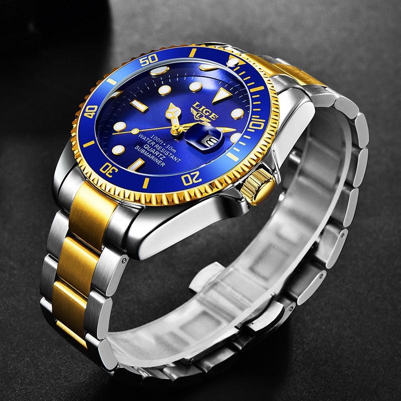 New Sport Men's Watches - Luxury Clock Stainless Steel Waterproof Military Chronograph Quartz Watch (2MA1)