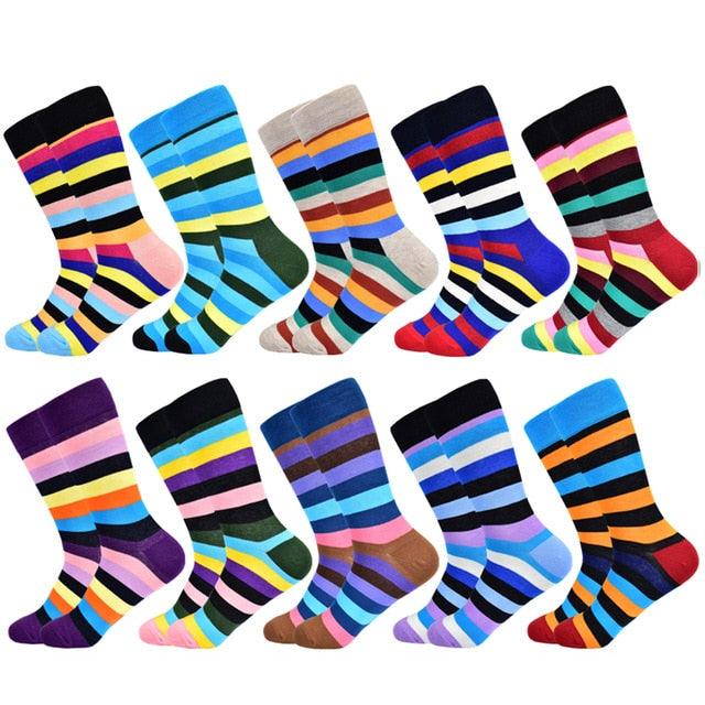Men's Socks - New Brand Classic Striped Socks - Cotton Colorful Happy Fashion (TG8)(F92)