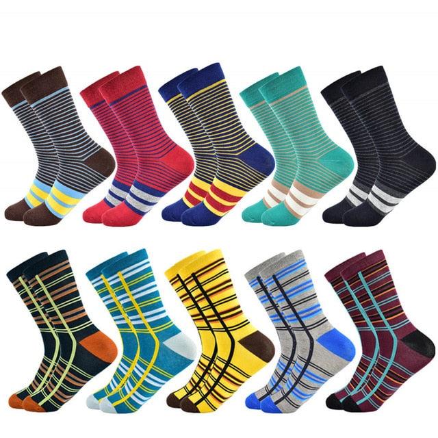 Men's Socks - Fashion Color Striped Design Style Cotton Socks (TG8)(T6G)(F92)