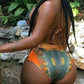 New African Print Two Pieces Bath Suits Bikini Set - Sexy Geometric Swimwear - Gold High Waist Swimming Suit (D26)(TB8D)