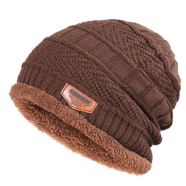 New Brand Solid Color Knit Beanie Hat - Men's Winter Warm Plus Velvet Thicken Hedging Cap (MA8)(F103)