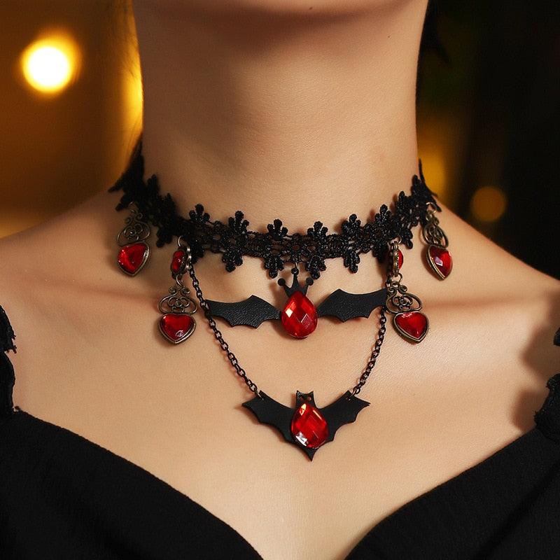 New Gothic Punk Halloween Vampire Bat Choker Collar Necklace - Women Adjustable Jewelry (2U81)