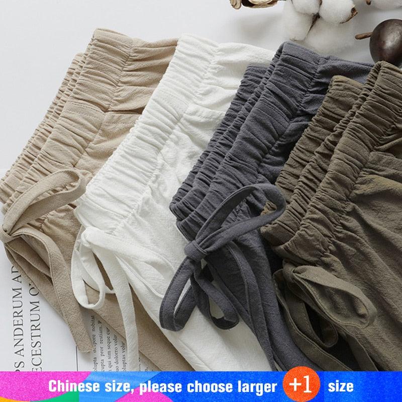 New Hot Summer Casual Cotton Linen Shorts - Women Plus Size High Waist Shorts - Fashion Short Pants (TBL2)