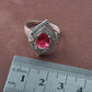 New Jewelry Sets - Women Wedding Costume Silver Color Red Zirconia Earrings Rings Bracelet Necklace Set (D81)(3JW)