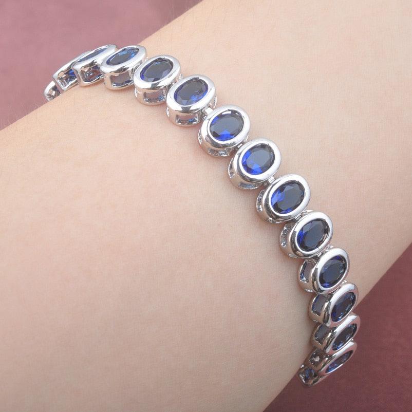 New Jewelry Sets - Women's Wedding Crystal Bracelet , Necklace Blue Zirconia Pendant (D81)(3JW)