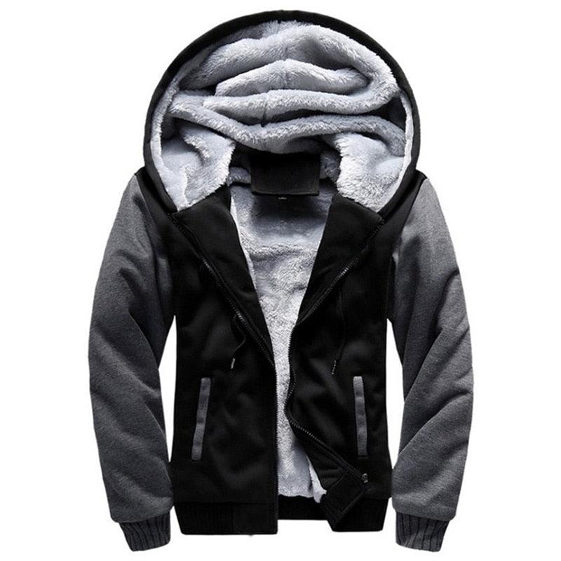New Men Hoodies - Winter Thick Warm Fleece Zipper Hoodies Coat - Sportswear Male Hoodies (TM5)