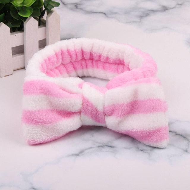 Great New OMG Letter Coral Fleece Wash Face Bow Hairbands - Women Headwear Turban Accessories (8WH1)1