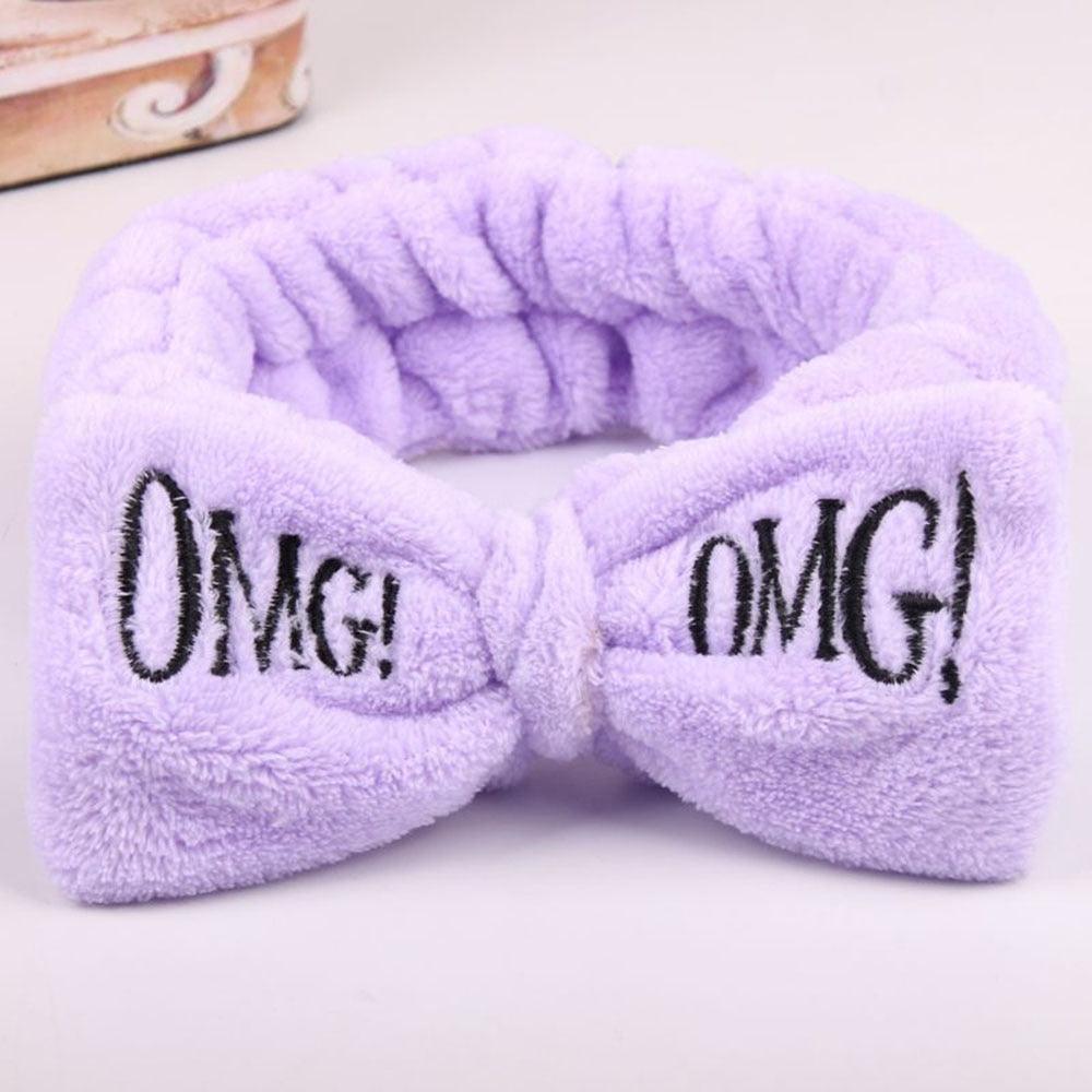 Great New OMG Letter Coral Fleece Wash Face Bow Hairbands - Women Headwear Turban Accessories (8WH1)1