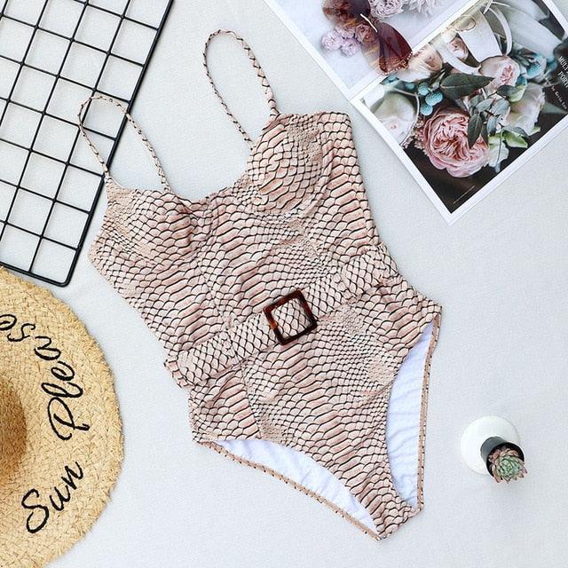 Trending New Sexy Leopard Swimwear - Tummy Cut Out One Piece Swimsuit - Female Tassel Bather Hollow Out Bathing Suit (TB8D)(F26)