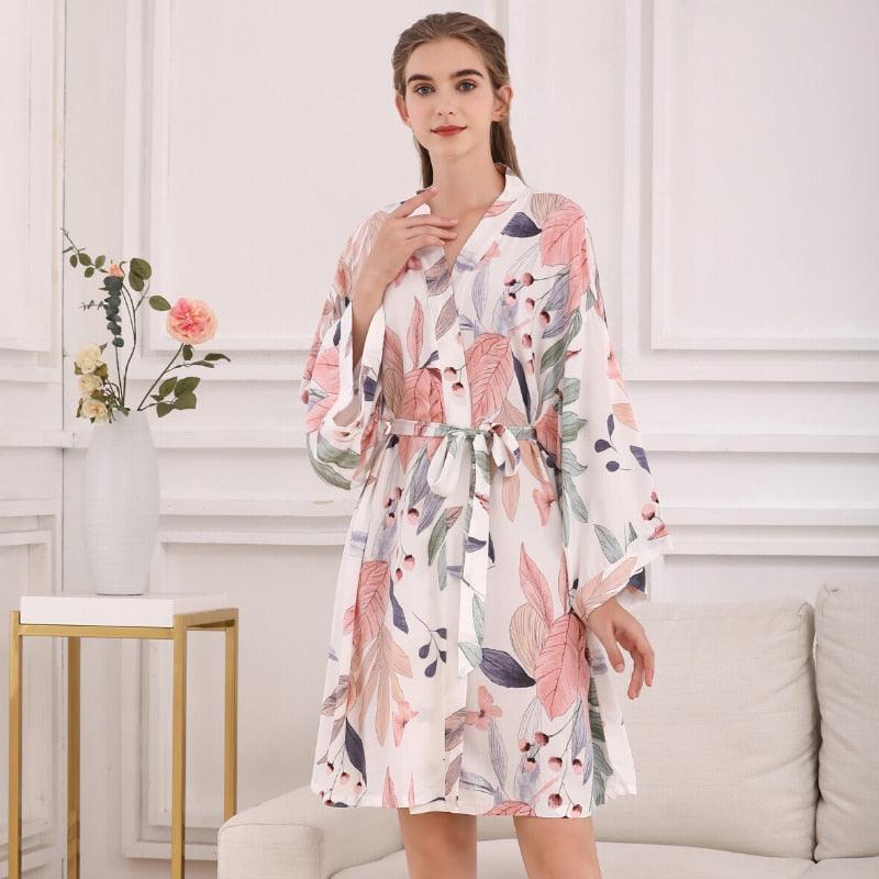 Trending New Sexy Women's Lingerie - Cotton Bathrobe - Women Flower Print Sleepwear - Big Size (D29)(TSL1)