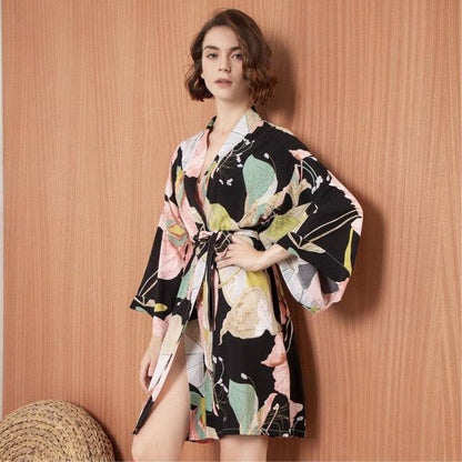 Trending New Sexy Women's Lingerie - Cotton Bathrobe - Women Flower Print Sleepwear - Big Size (D29)(TSL1)