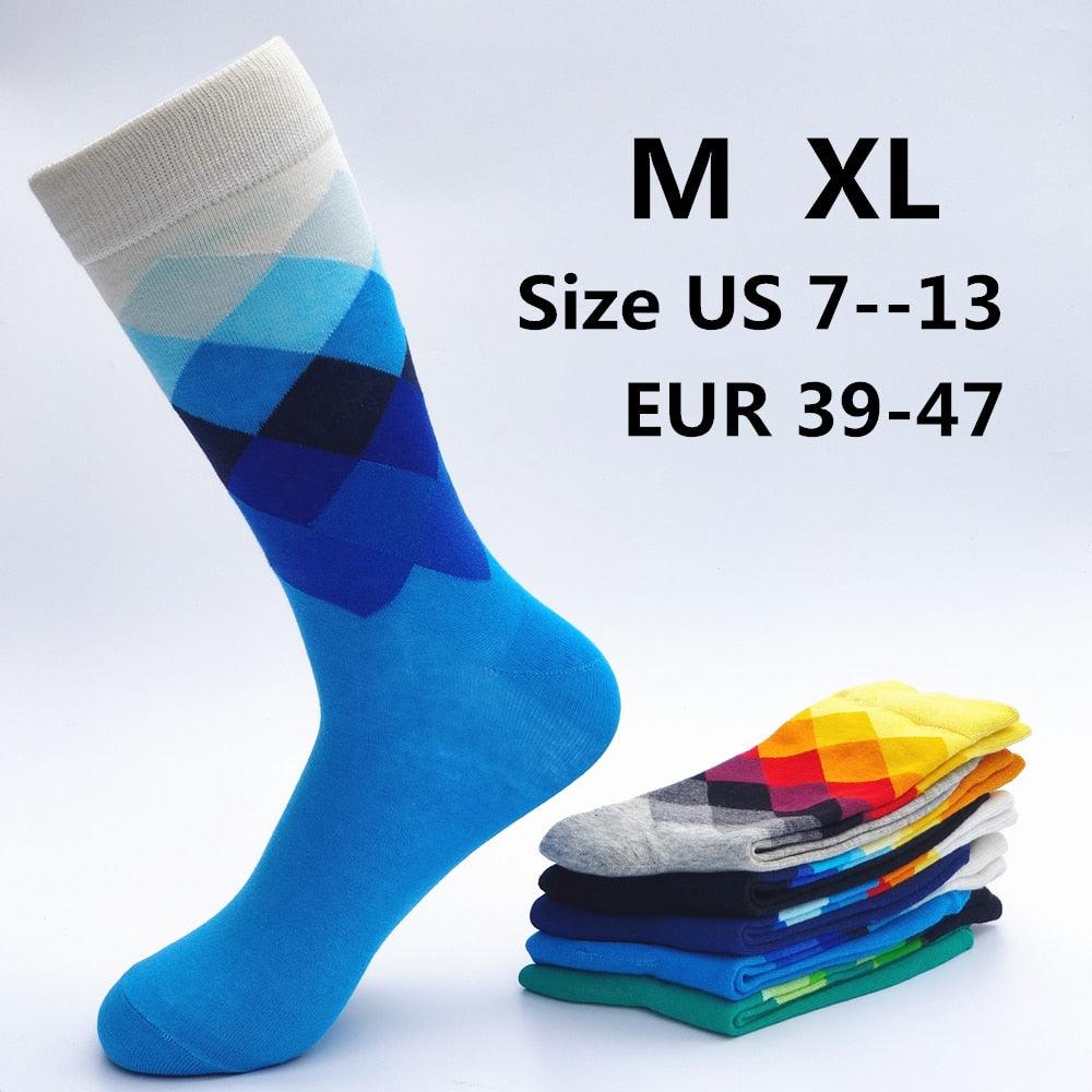New Socks - Casual Men's Color Stripes Five Pairs Of Large Size 39-47 Fashion Socks (TG8)(T6G)