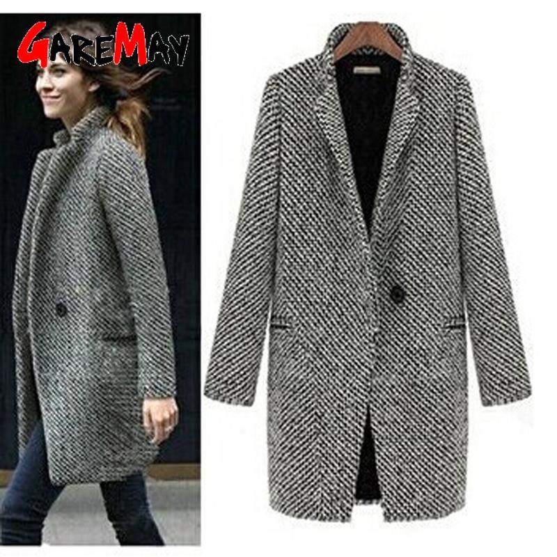 New Spring Autumn Women's Houndstooth Trench Coat - Elegant Outerwear Coat - Turndown Collar Gray (TB8A)(TB8B)(TP3)(F20)