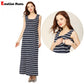 New Summer Nursing Long Dress - Maternity Pregnant Sleeveless Dress - Stretch Cotton - Stripe Breastfeeding (6Z1)(2Z1)(Z7)(F5)