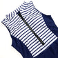 New White Blue Striped Swimwear - One Piece Swimsuit - Women Zipper Swimsuit - Sport Bodysuit - Beach Bathing Suit (TB8D)