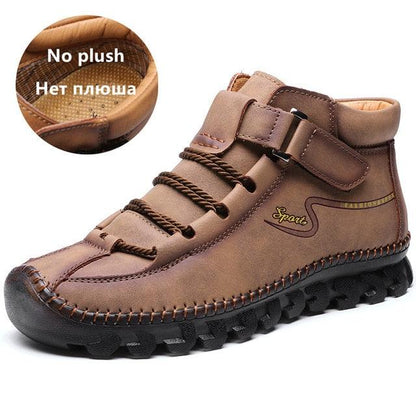 New Winter Men's Boots - Comfortable Men Ankle Boots - Thick Plush Warm Snow Boots - Leather Autumn Outdoor (MSB4)