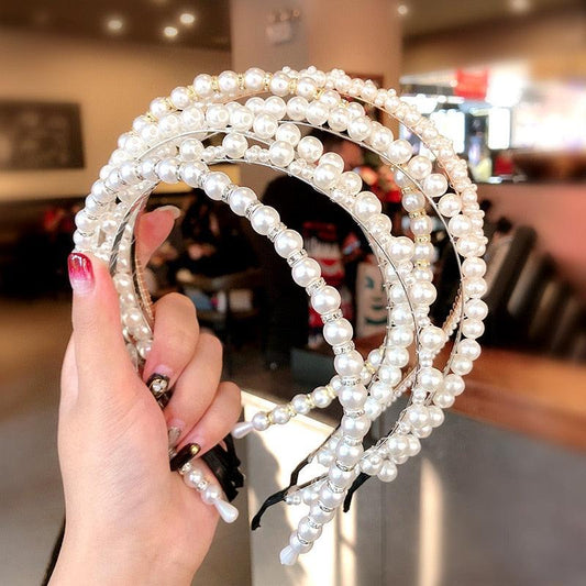 New Women Elegant Full Pearls Hairbands - Hair Hoops Holder Ornament Headwear (8WH1)1